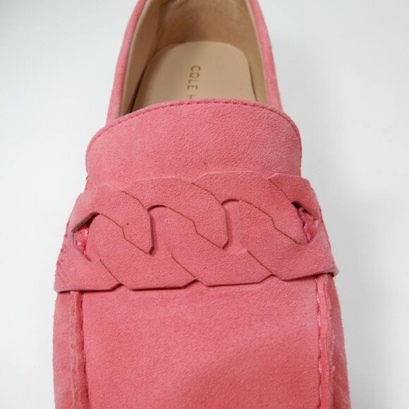 Cole Haan Evelyn Driver Loafer Slip on Flats Size 8 Rose Pink Suede Chain NEW - Picture 6 of 10